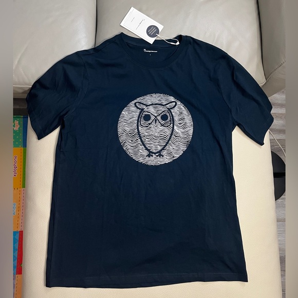 NWT - Knowledge Cotton Apparel Men’s OWL Logo T Shirt- Size L - Picture 2 of 7